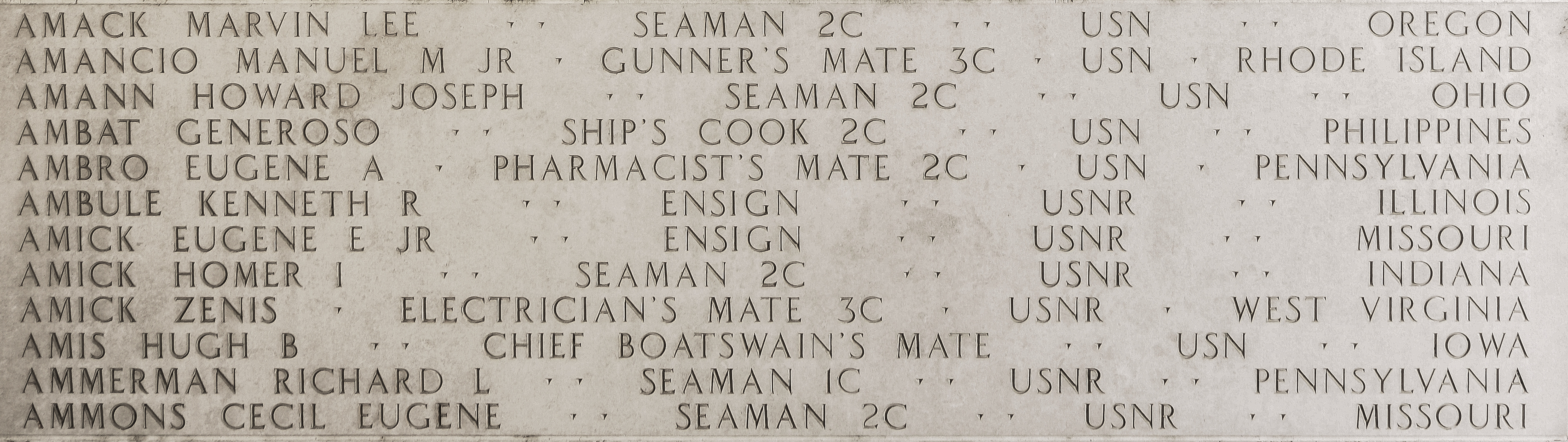 Howard Joseph Amann, Seaman Second Class